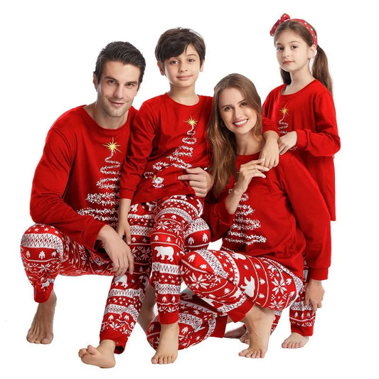 New Year's Costumes Family Christmas Matching Pajamas fairy Print 2 Pcs Suit Sleepwear Adults Kids Clothing Set Xmas Look