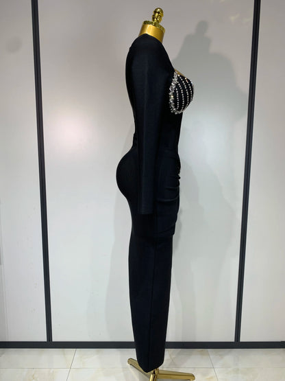 Sexy Luxury Sparkly Beading Bandage Dress