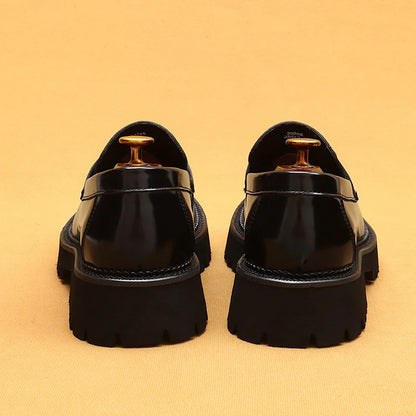 British Loafers Glossy Leather Oxford Thick Sole Shoes