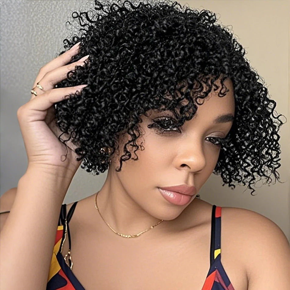 Side Part Lace Front Pixie Cut Human Hair Bob Wig