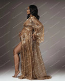 Glitter Sequined Long Maternity Dress For Photo Shoot