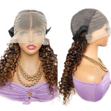 Brown And Blonde Deep Wave Human Hair Lace Frontal Wigs For Women Highlight