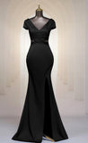 Elegant Black V Neck Formal Dress