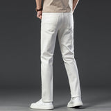 Classic Style White Cotton Slim Fit Denim