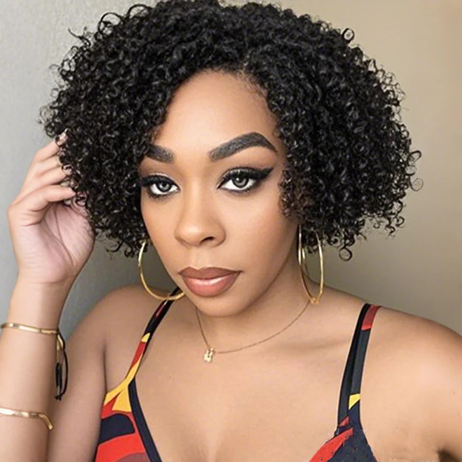 Side Part Lace Front Pixie Cut Human Hair Bob Wig