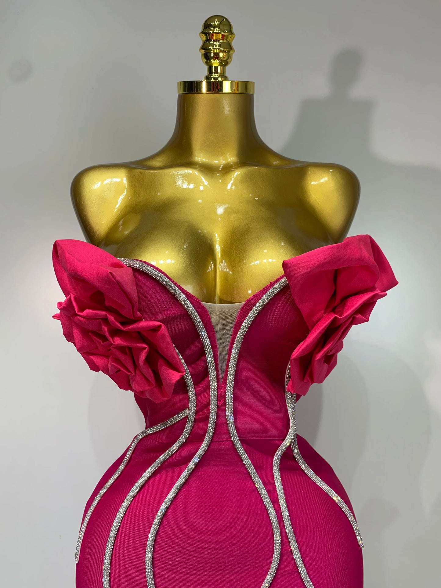 Luxury Bandage Strapless Appliques Sparkly Diamond Evening Club Outfit