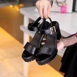 Fashion Platform Peep Toe Buckle Strap Sandal