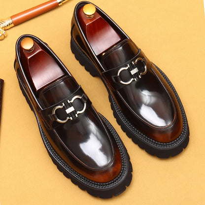 British Loafers Glossy Leather Oxford Thick Sole Shoes