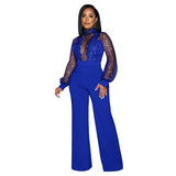 Fashion Lace Patchwork Long Sleeve Straight Jumpsuit