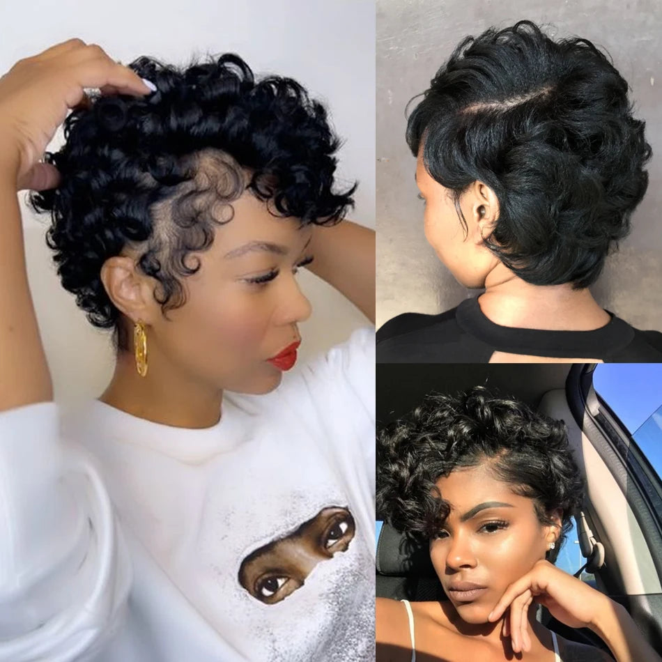 Short Human Hair Pixie Cut Wig