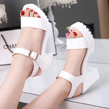 Fashion Platform Peep Toe Buckle Strap Sandal