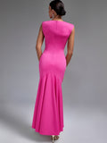 Pink Draped Maxi Long Dress