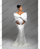 Big Bow Mermaid Strapless Spandex Long Maternity Gowns