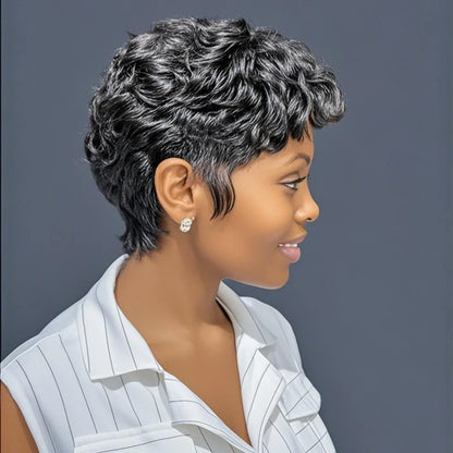13x4x1 Lace Frontal Loose Curly Wave Short Bob Pixie Cut Wig