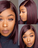 Malaysian Burgundy Straight Lace Front Wig 150% Density