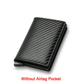 Slim Mini Trifold Leather Carbon Fiber Card Holder for Men (Customizable with Name)