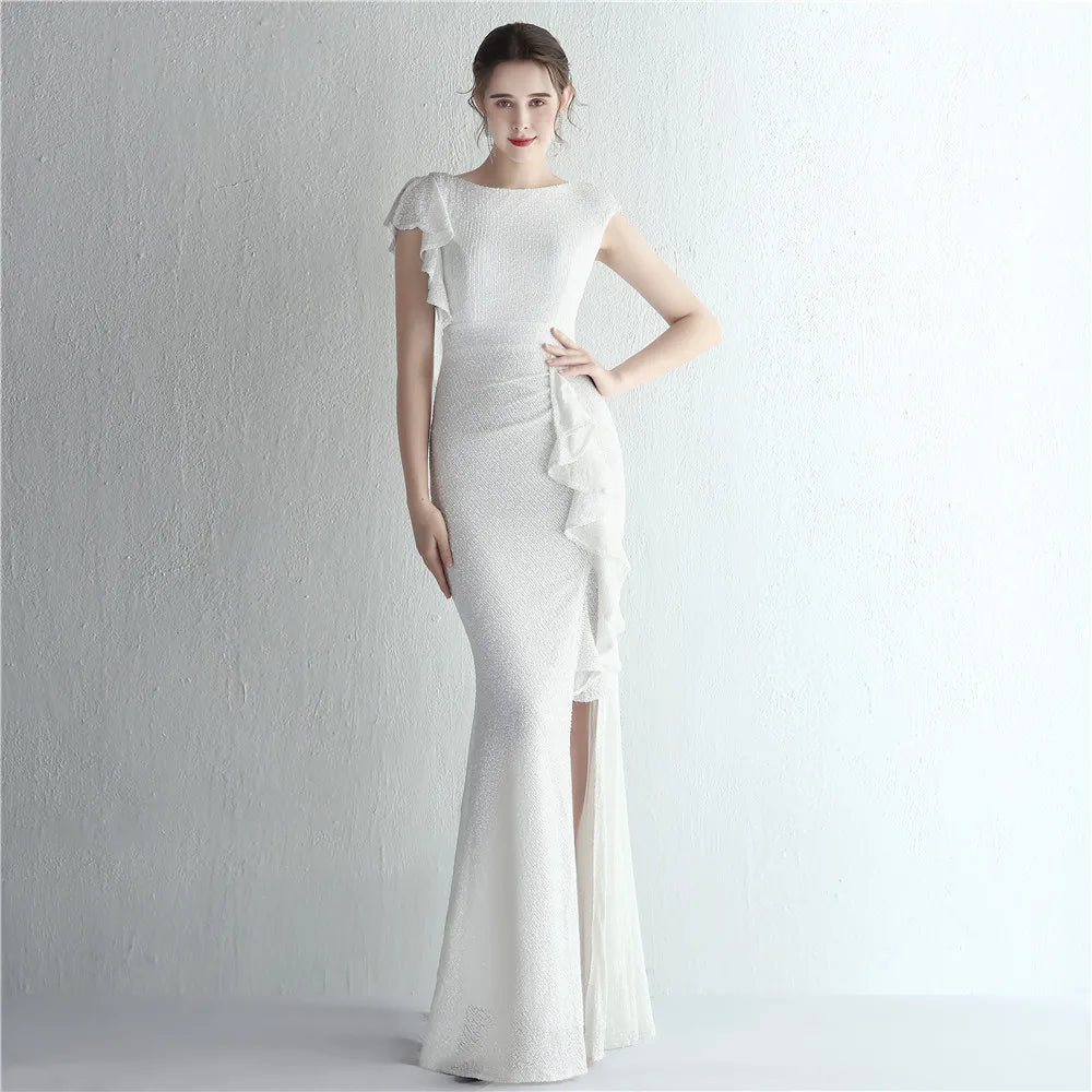 Elegant Mermaid O Neck Sequins Evening Dress