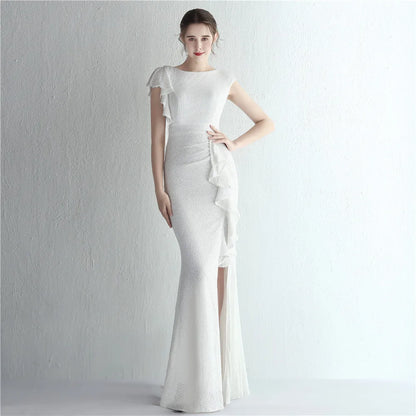 Elegant Mermaid O Neck Sequins Evening Dress