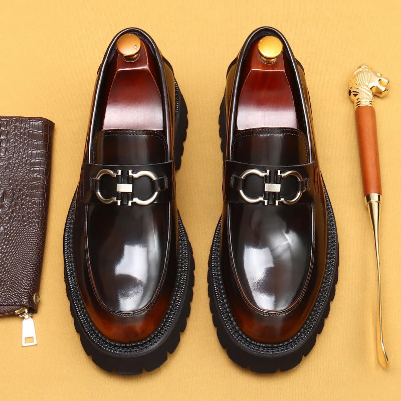British Loafers Glossy Leather Oxford Thick Sole Shoes