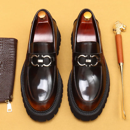 British Loafers Glossy Leather Oxford Thick Sole Shoes