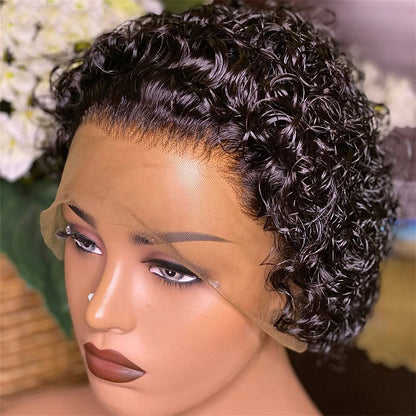 Short Curly Lace Front Human Hair Wig