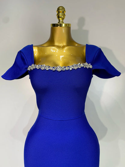 Sexy Square Collar Stretch Bandage Long Party Dress