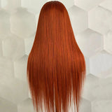180% Density Ginger Orange Straight HD Transparent Lace Wig