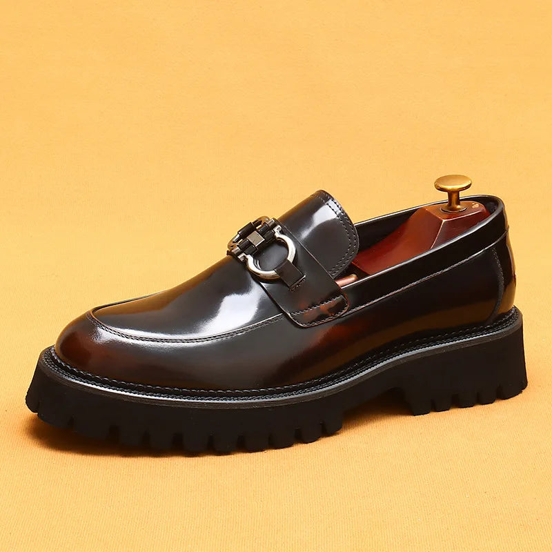 British Loafers Glossy Leather Oxford Thick Sole Shoes