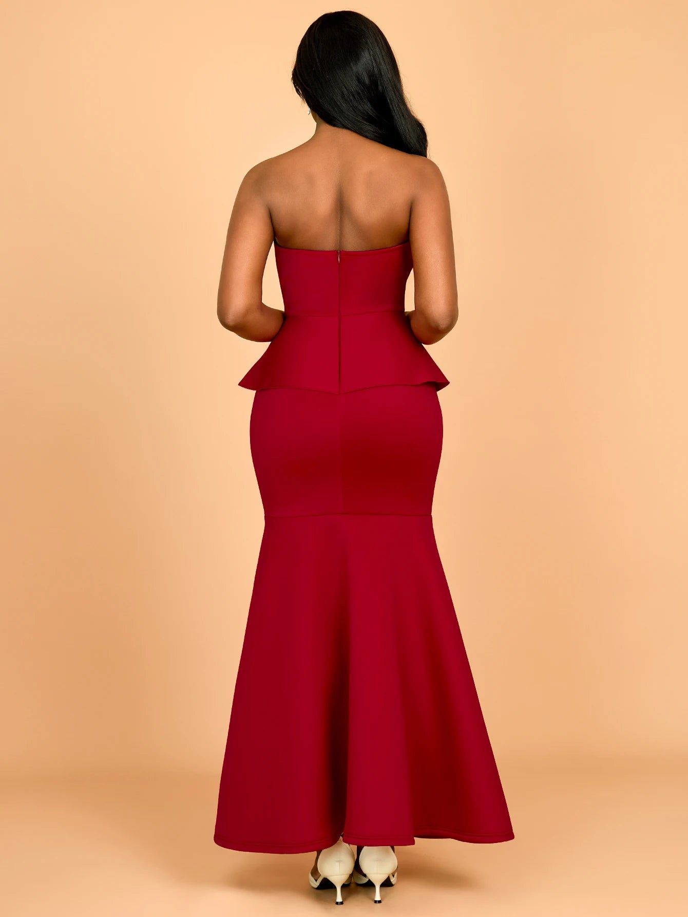 Sleeveless Beading High Waist Peplum Fishtail Elegant Gown