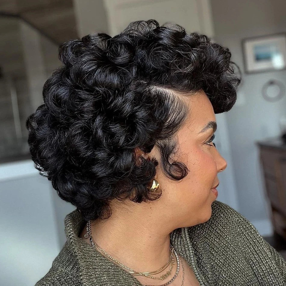 Short Human Hair Pixie Cut Wig