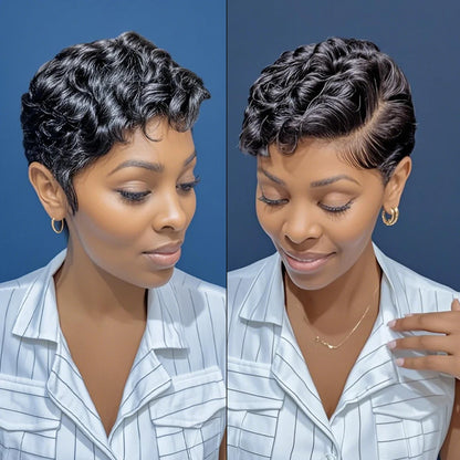 13x4x1 Lace Frontal Loose Curly Wave Short Bob Pixie Cut Wig