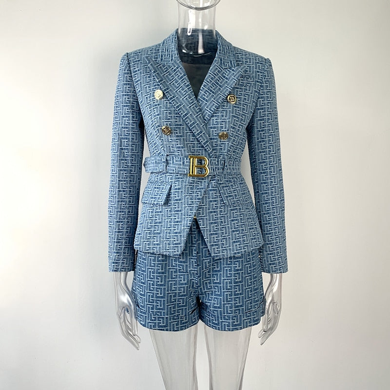 High Street Quality Textured Blazers Suit