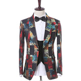 Tailored Made Men Floral Party Shawl Collar Blazer Jacket, Vest, and Pants