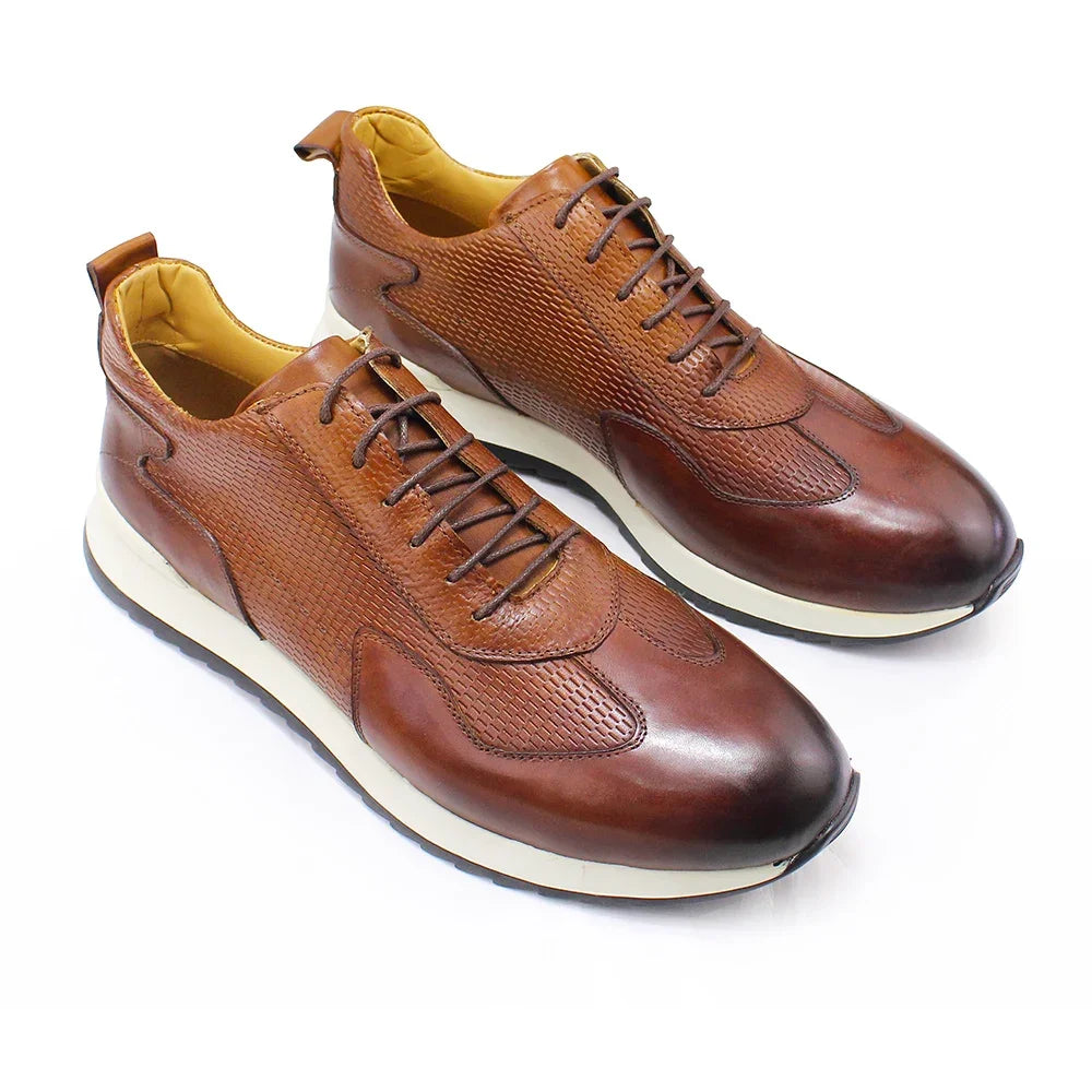 Handmade Real Cow Leather Male Oxfords Comfortable Lace-Up Running Shoes