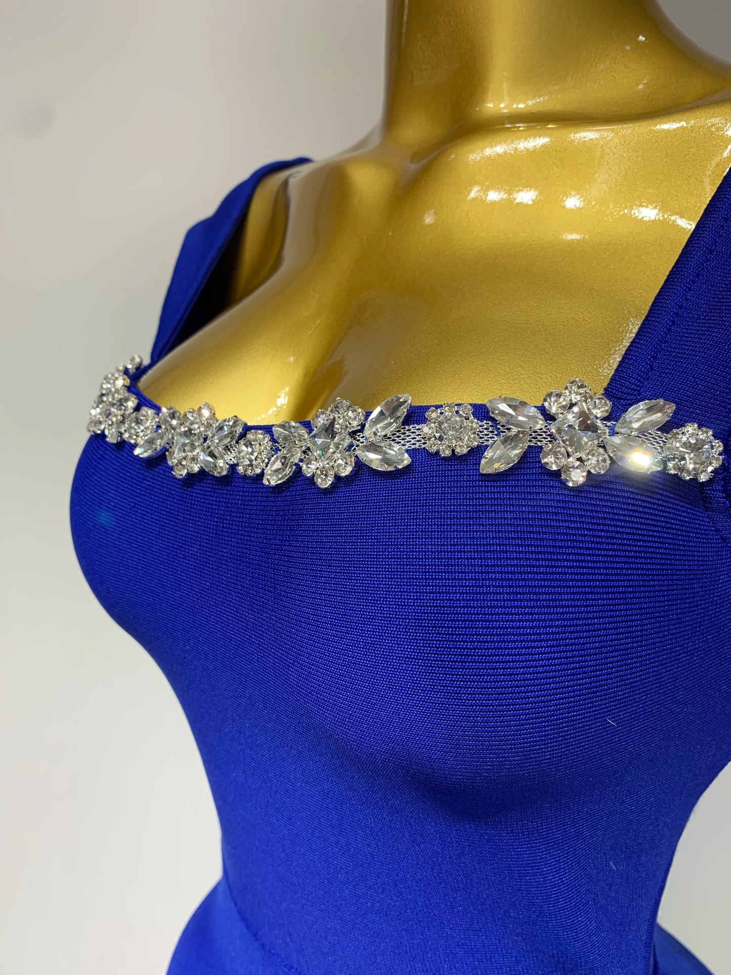 Sexy Square Collar Stretch Bandage Long Party Dress