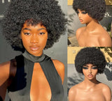 Glueless Full Machine Made Afro Kinky Curly Short Brazilian Remy Hair.