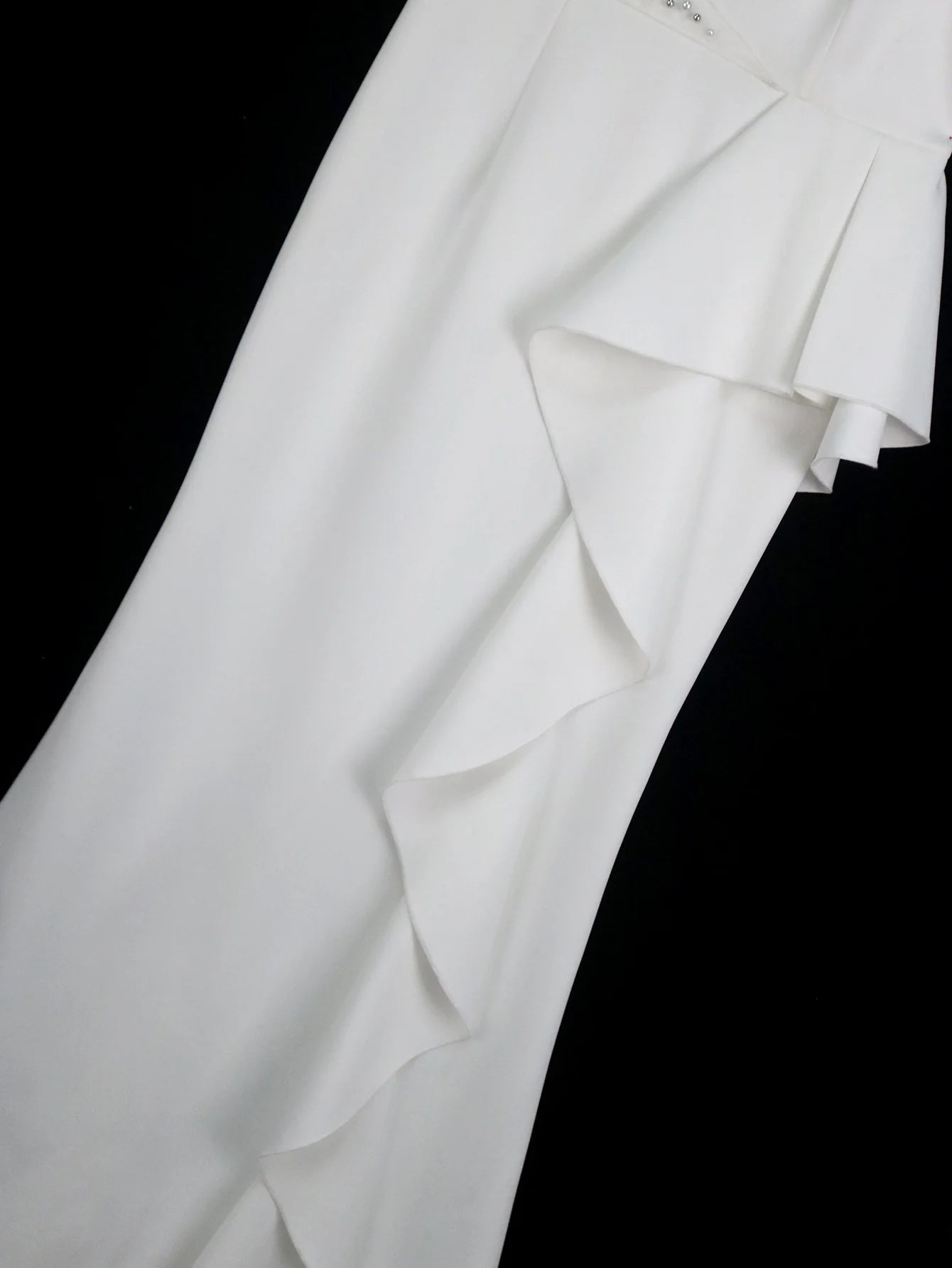 One Shoulder Asymmetric Ruffle Rhinestone Formal Dress