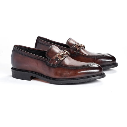 Genuine snake-skin embossing leather with metal buckles high-quality shoes