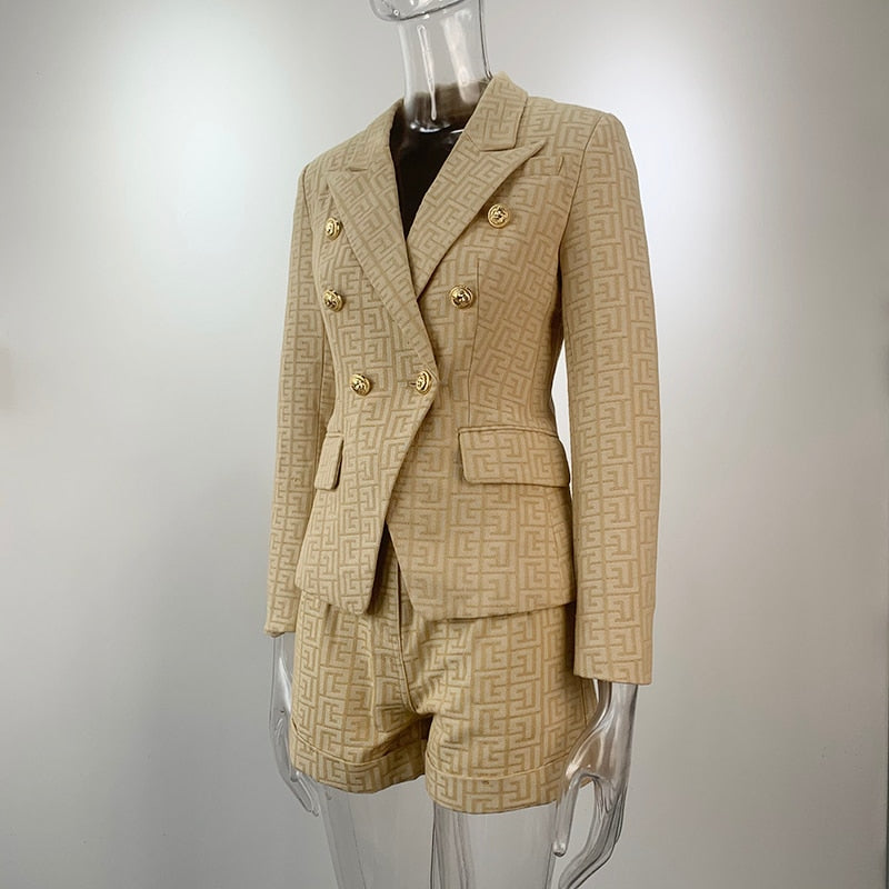 Luxury Blazers and Shorts Set with Belt