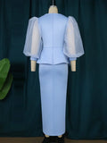 Elegant 3/4 Sleeve V-neck High Waist Bodycon Dress