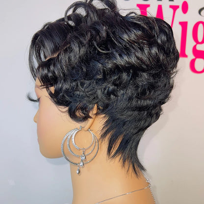 13x4x1 Lace Frontal Loose Curly Wave Short Bob Pixie Cut Wig