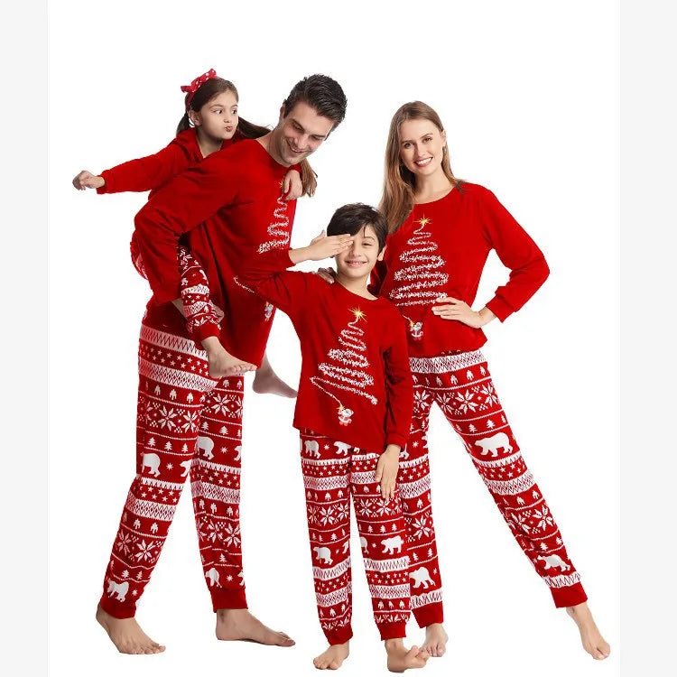 New Year's Costumes Family Christmas Matching Pajamas fairy Print 2 Pcs Suit Sleepwear Adults Kids Clothing Set Xmas Look