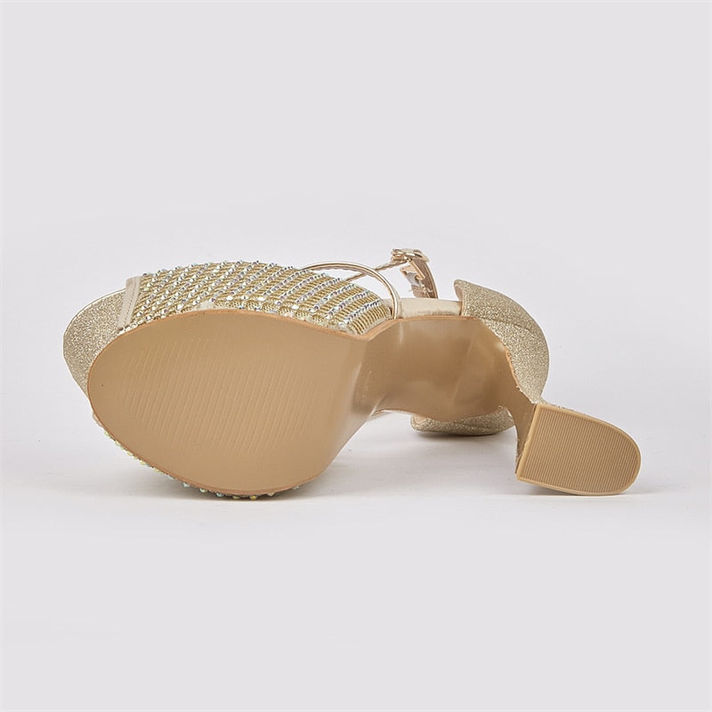 Sequined Platform Peep Toe Sandal