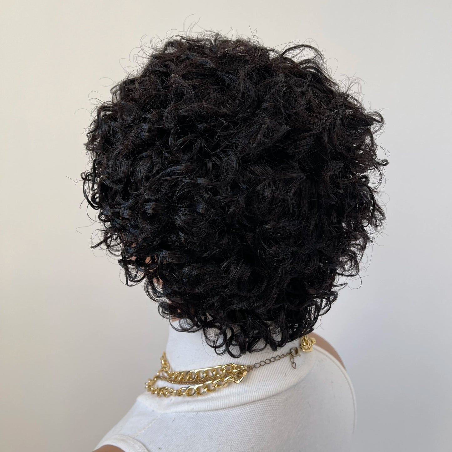 Pixie Cut Glueless Rose Net Cap with Fringe Bangs 180% Density