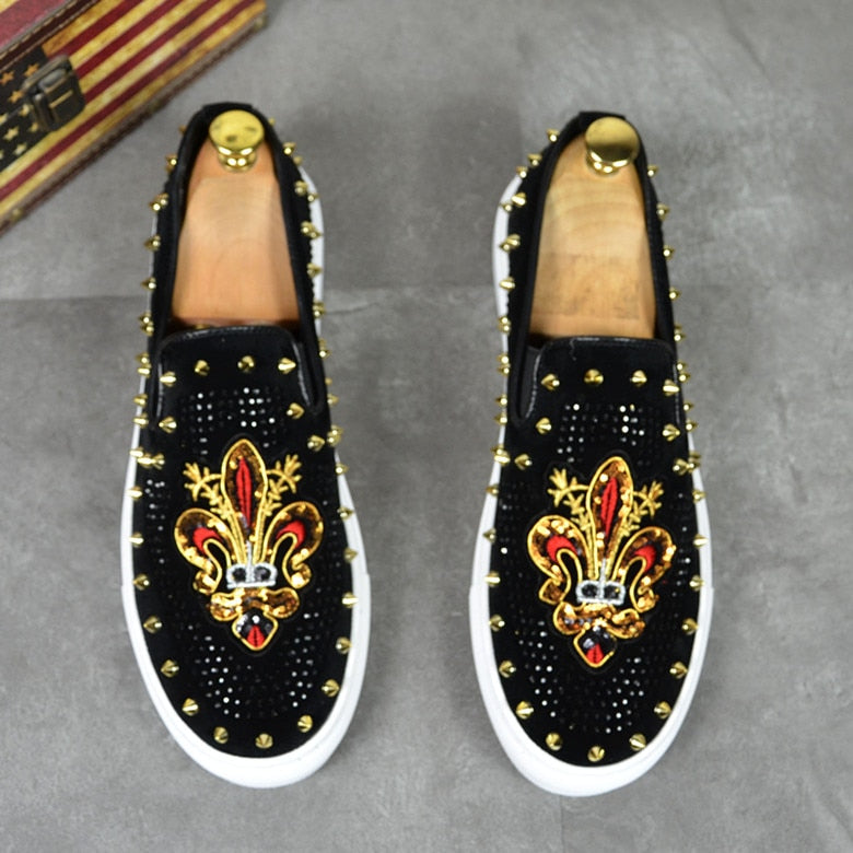 Luxury Embroidery Twinkling Rhinestone Flat Loafers