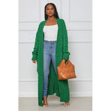 Stylish Casual Solid Color Knitted Long Cardigans For Women