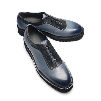 Fashion Men's Oxford Genuine Leather Round Toe Casual Dress Shoes