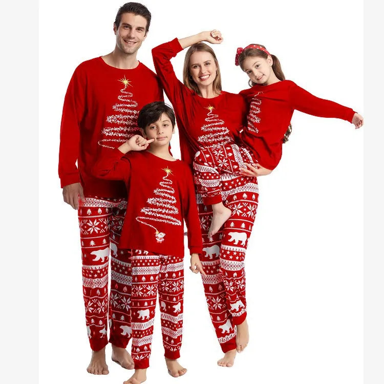 New Year's Costumes Family Christmas Matching Pajamas fairy Print 2 Pcs Suit Sleepwear Adults Kids Clothing Set Xmas Look