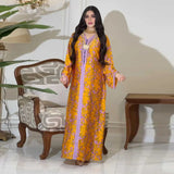Fashion Style Muslim Long Sleeve V-neck Polyester Long Dress