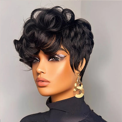 1B# Pixie Cut Human Hair Wig